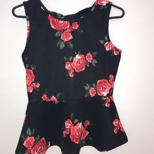 Open back rose peplum tank